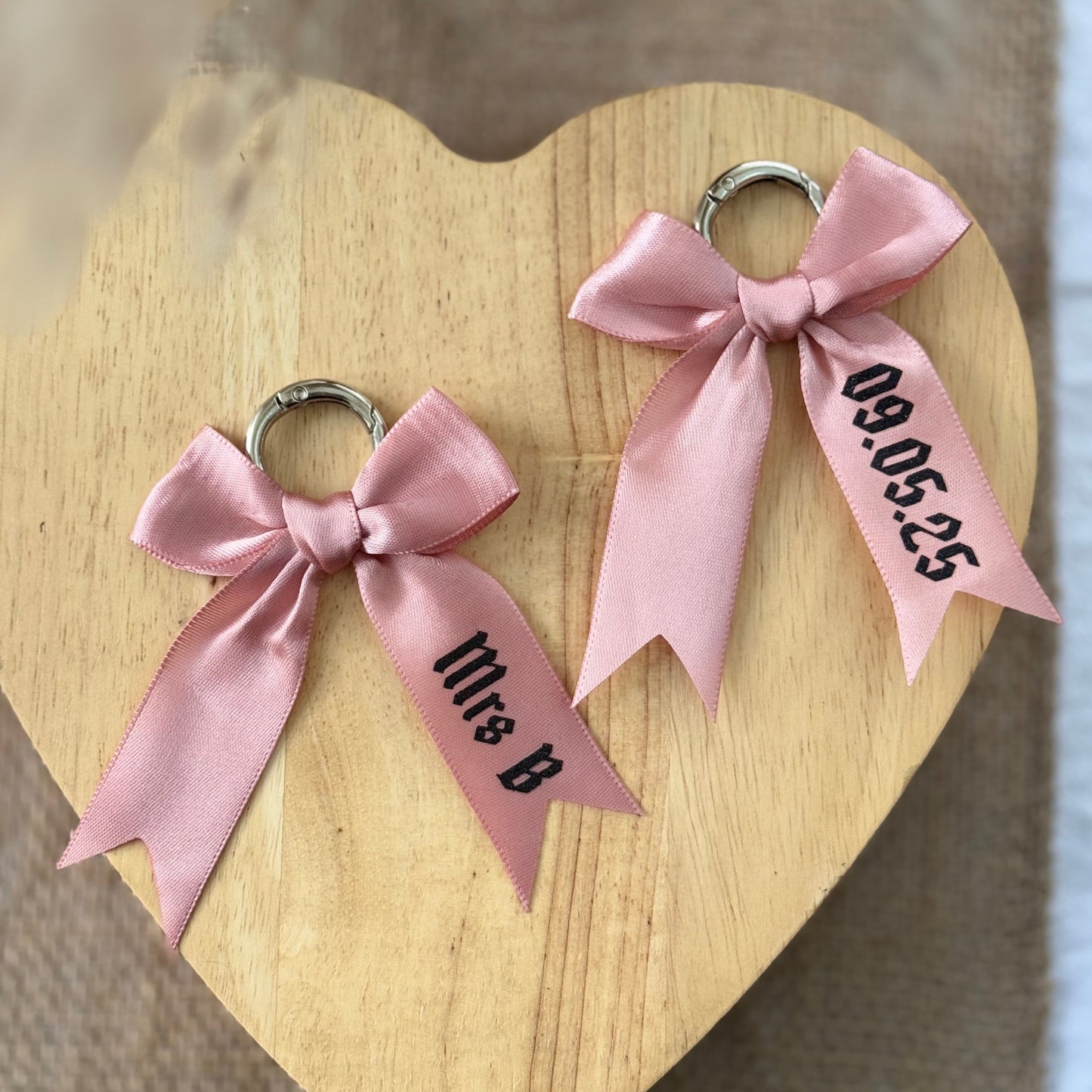 Personalised Pink Wedding Bow Boot Charms