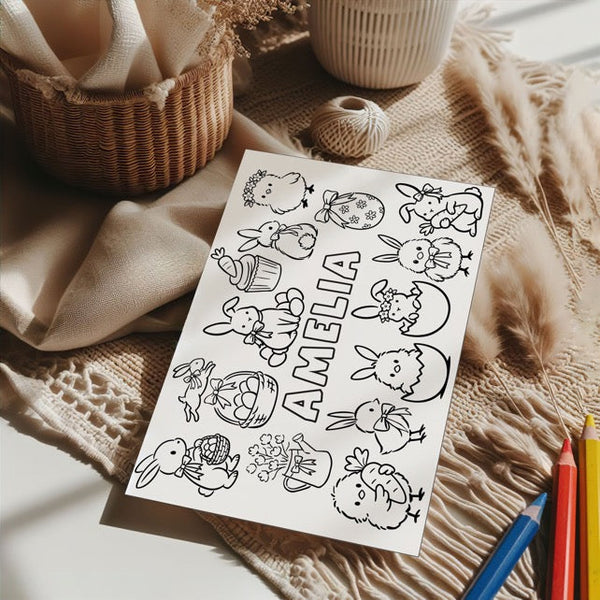 Personalised Easter Colouring Placemat – Bunny Design