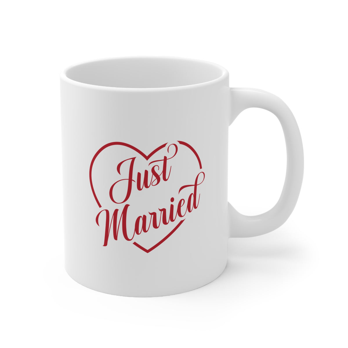 Just Married Heart Ceramic Coffee Mug — Wedding Newlywed Gift (11oz & 15oz)