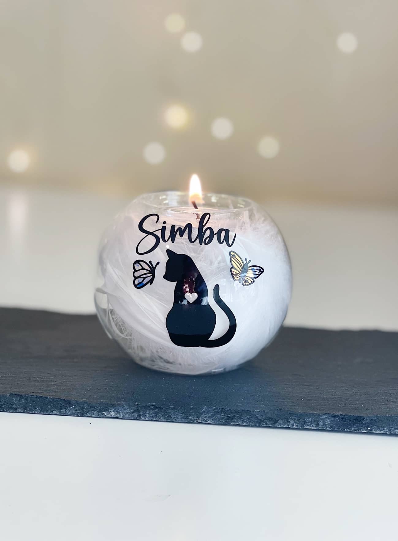 Personalised Cat Memorial Tealight Holder