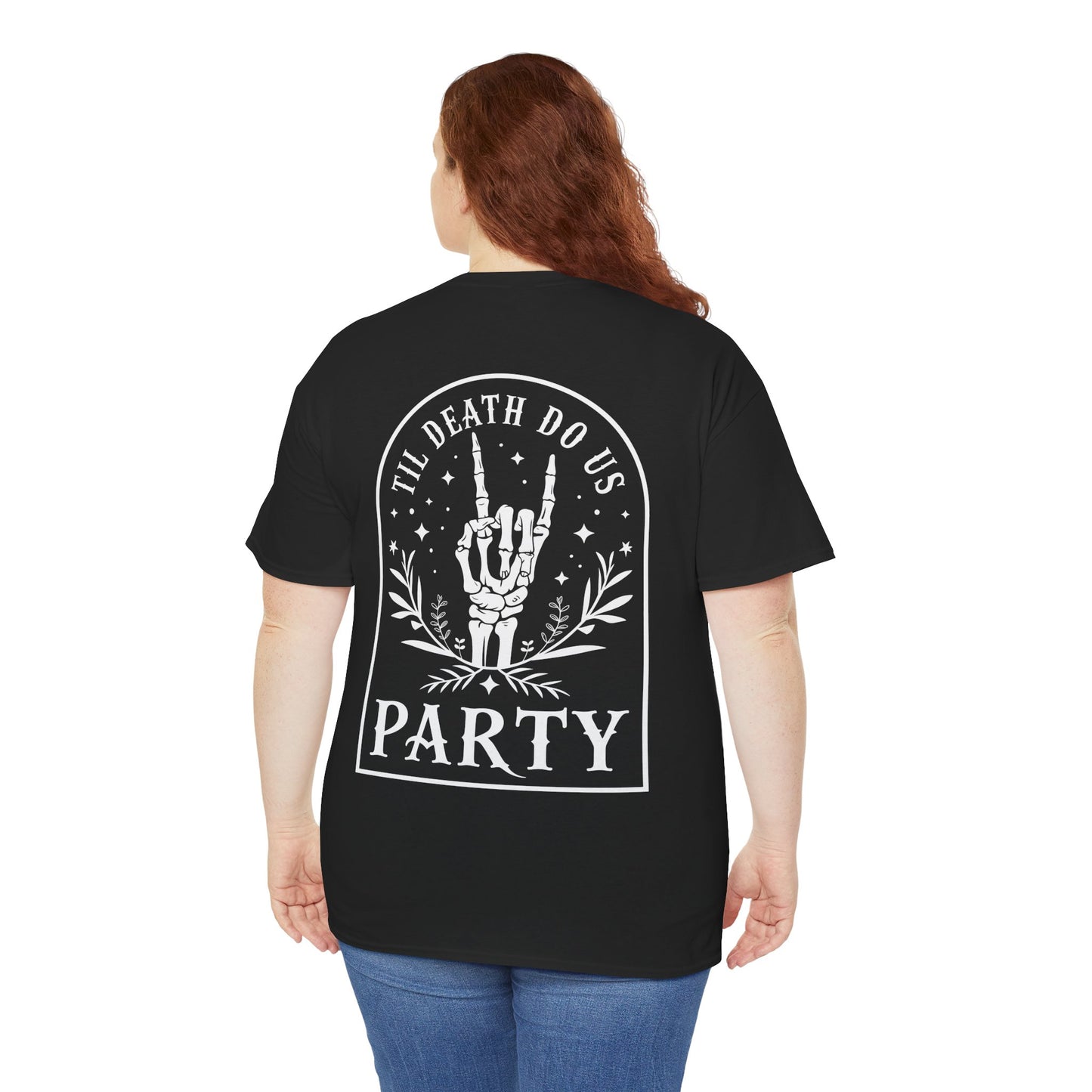 T‑Shirt — “Til Death Do Us Party” Skeleton Hand Gothic Tee