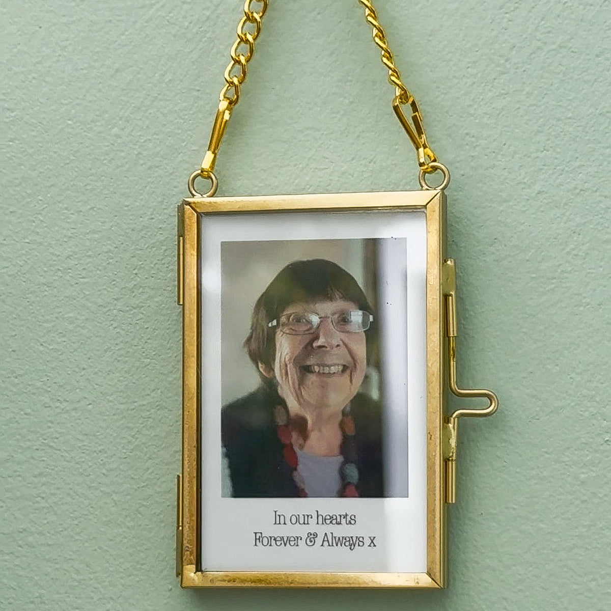Personalised Photo Christmas Bauble | Custom Handwriting & Brass Floating Frame Ornament