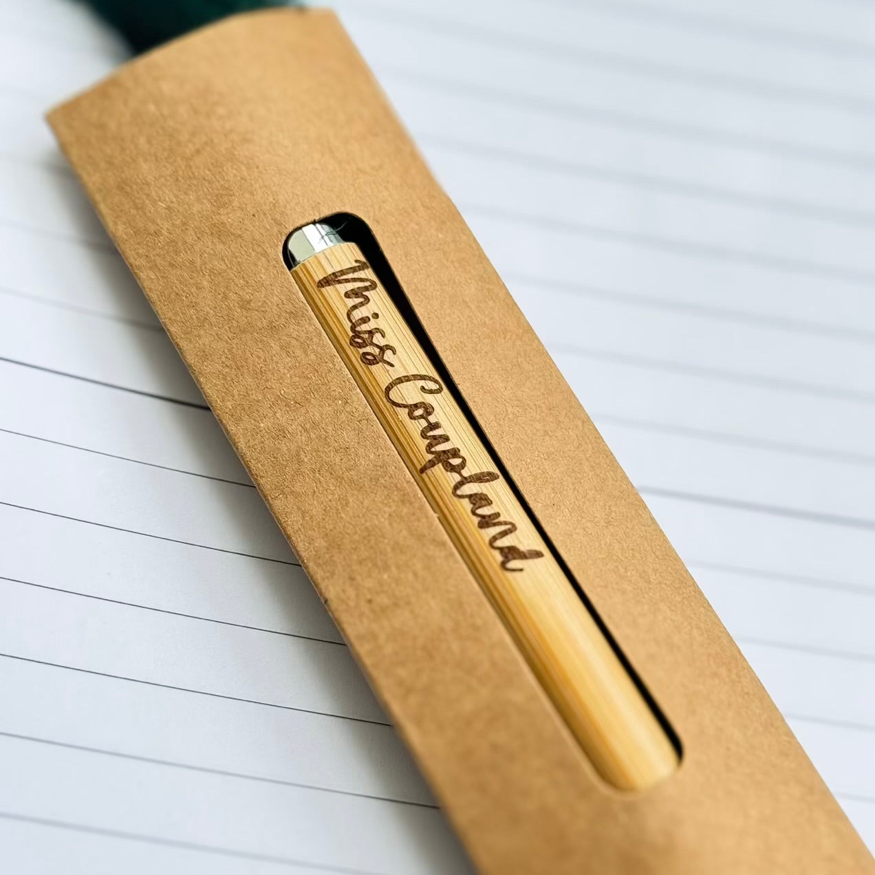 Personalised Teacher Pen – Engraved Bamboo Biro | Custom Gift for Teachers