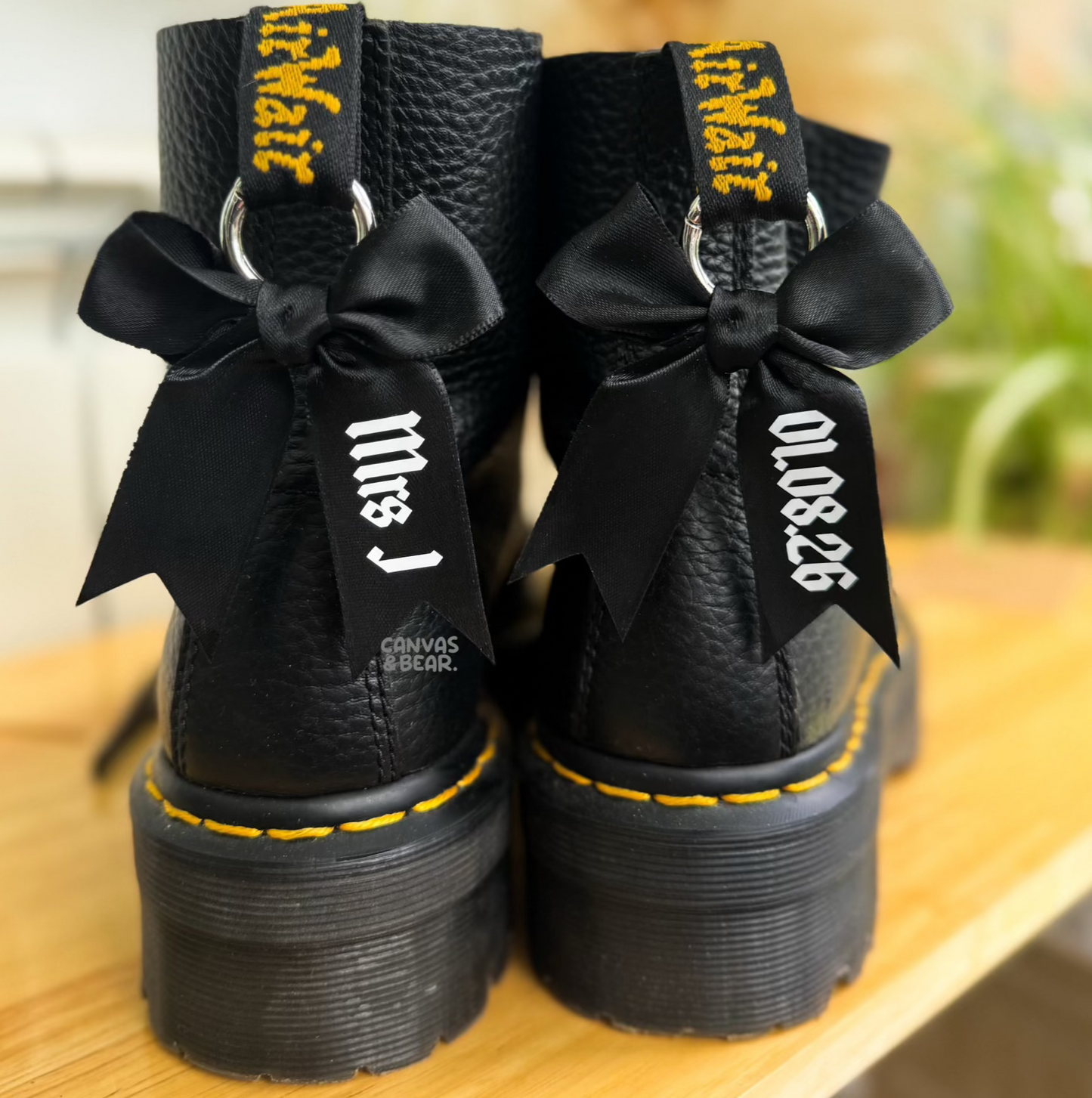 Personalised Wedding Boot Charms for Doc Martens | Handmade Bridal Bow Charms