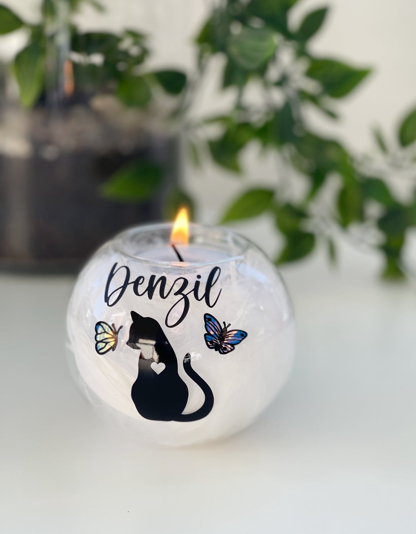 Personalised Cat Memorial Tealight Holder
