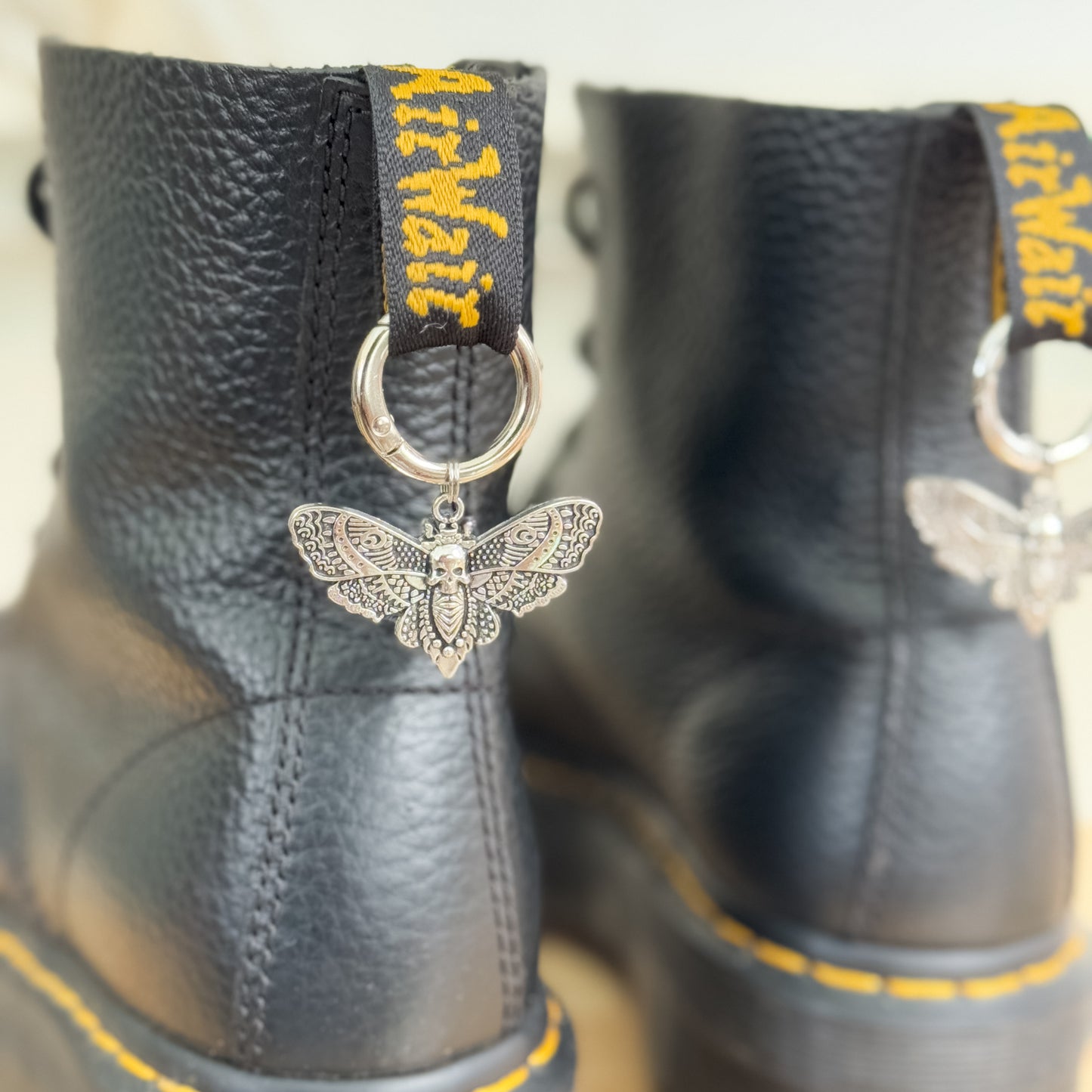 Silver Moth Boot Charms