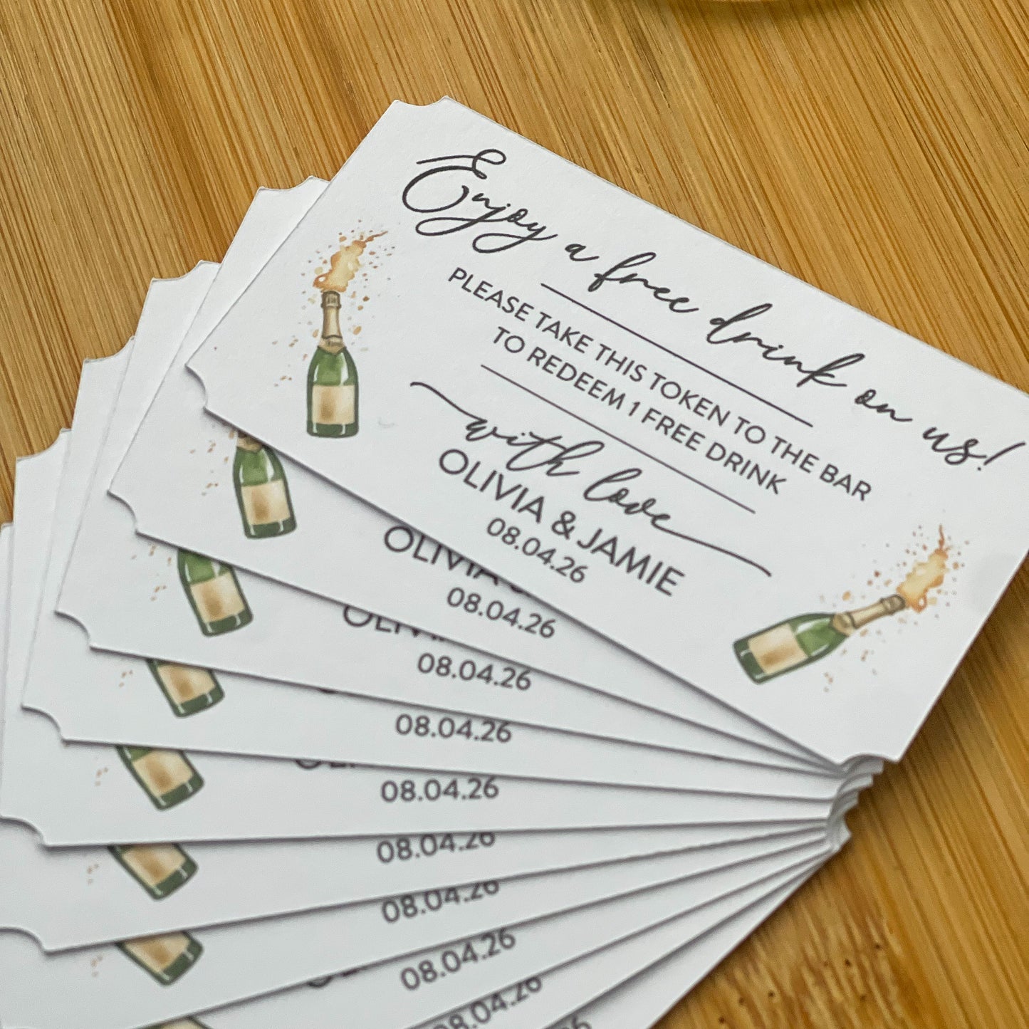 Personalised Wedding Drink Tokens