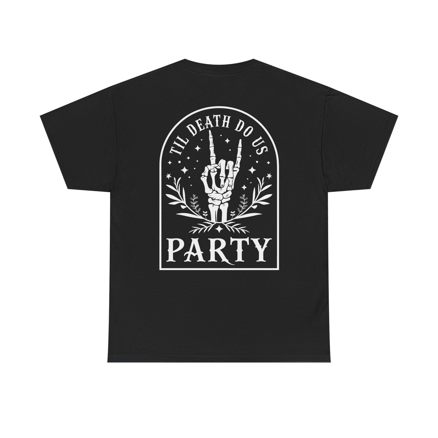 T‑Shirt — “Til Death Do Us Party” Skeleton Hand Gothic Tee