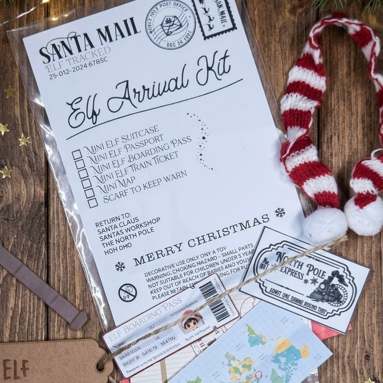 Mini Elf Travel Set – Suitcase with Map, Train Ticket, Boarding Pass & Passport