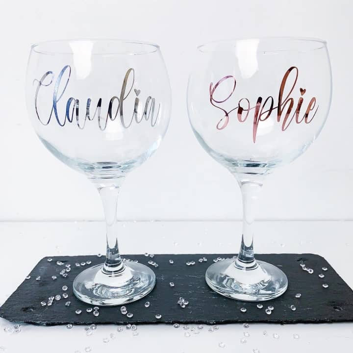 Personalised Gin Glass in Rose Gold or Silver