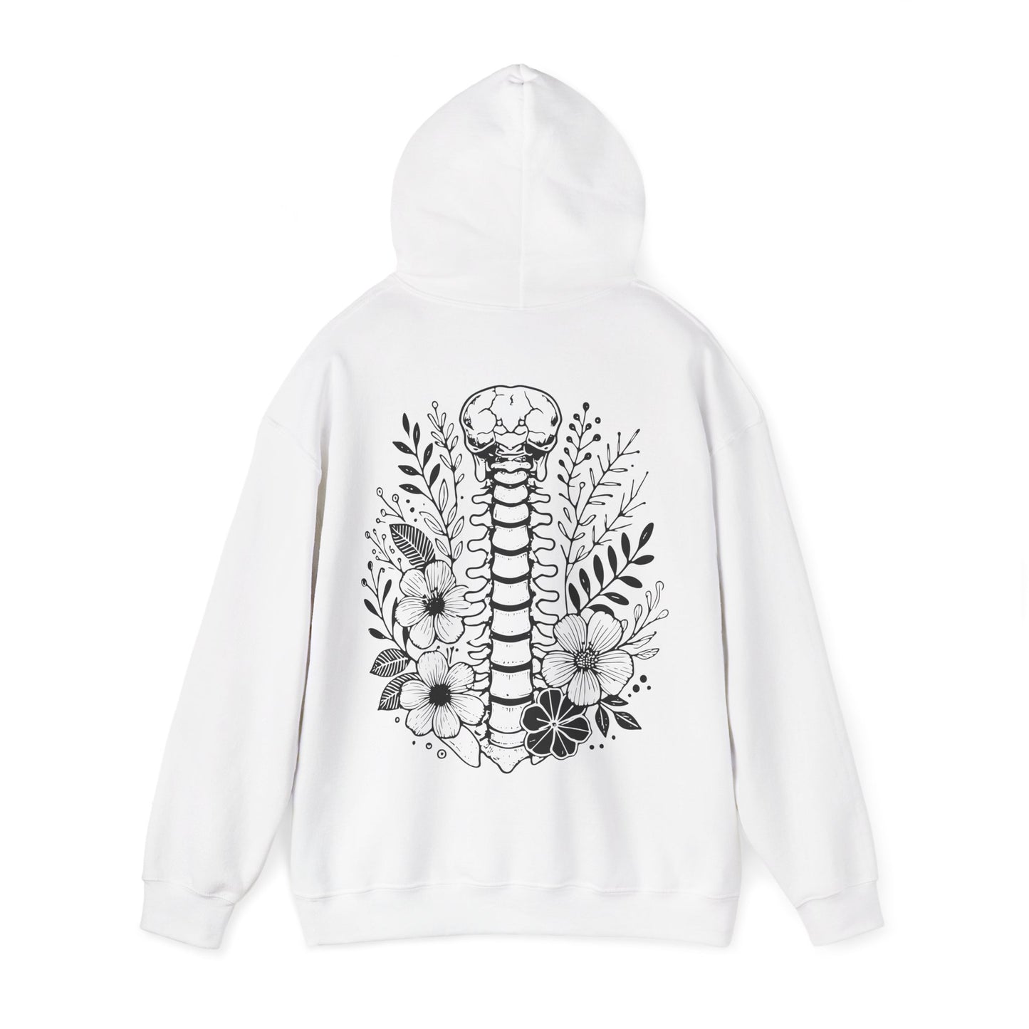 Floral Spine Hoodie — Botanical Anatomical Backprint Sweatshirt