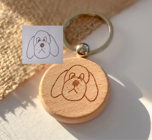 Personalised Engraved Drawing Keyring – Custom Handwriting & Artwork