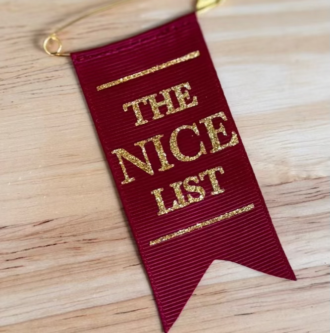 Official North Pole "Nice List" Ribbon Award Badge