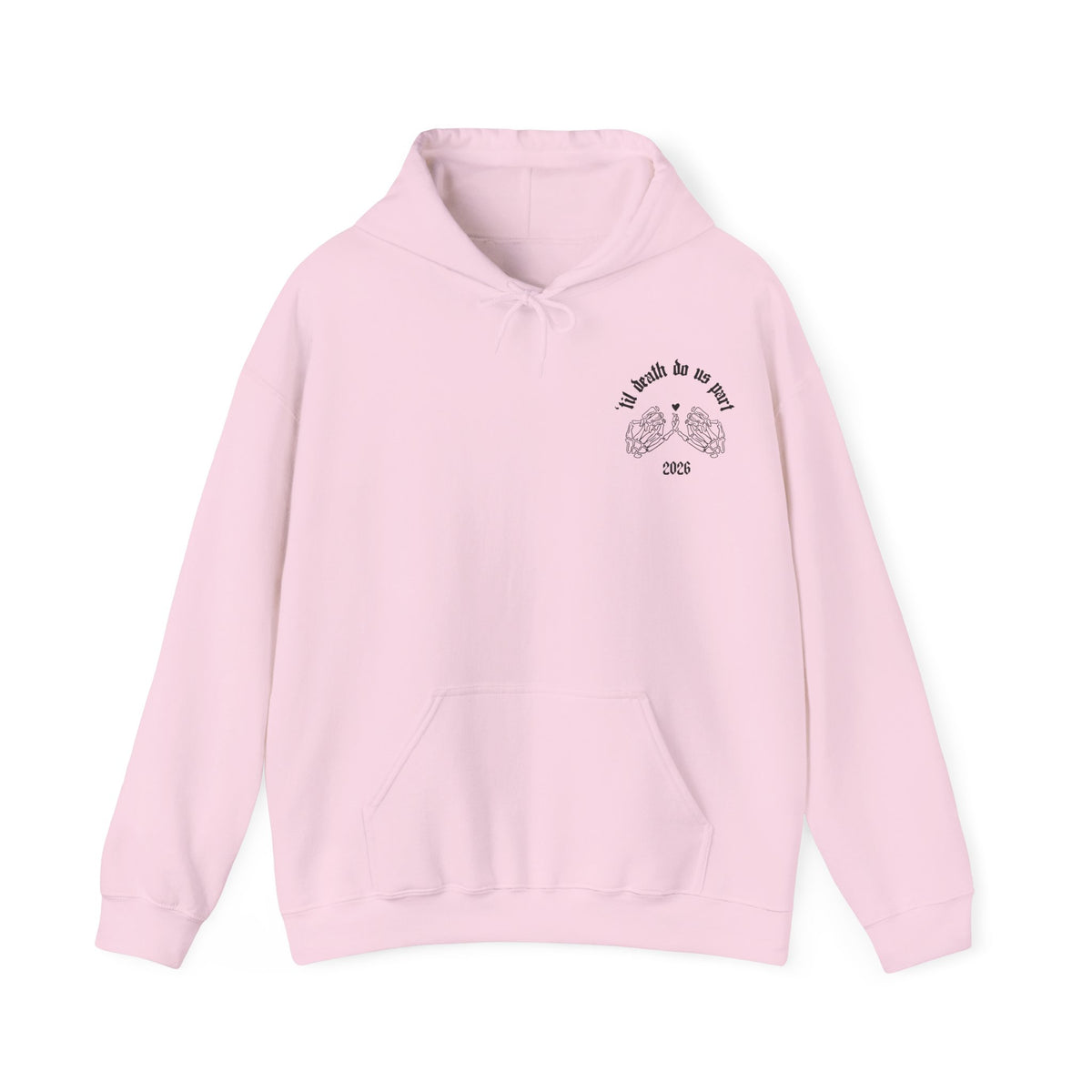 Wedding Skeleton Hands Hoodie - "’til death do us part" 2026 Pullover
