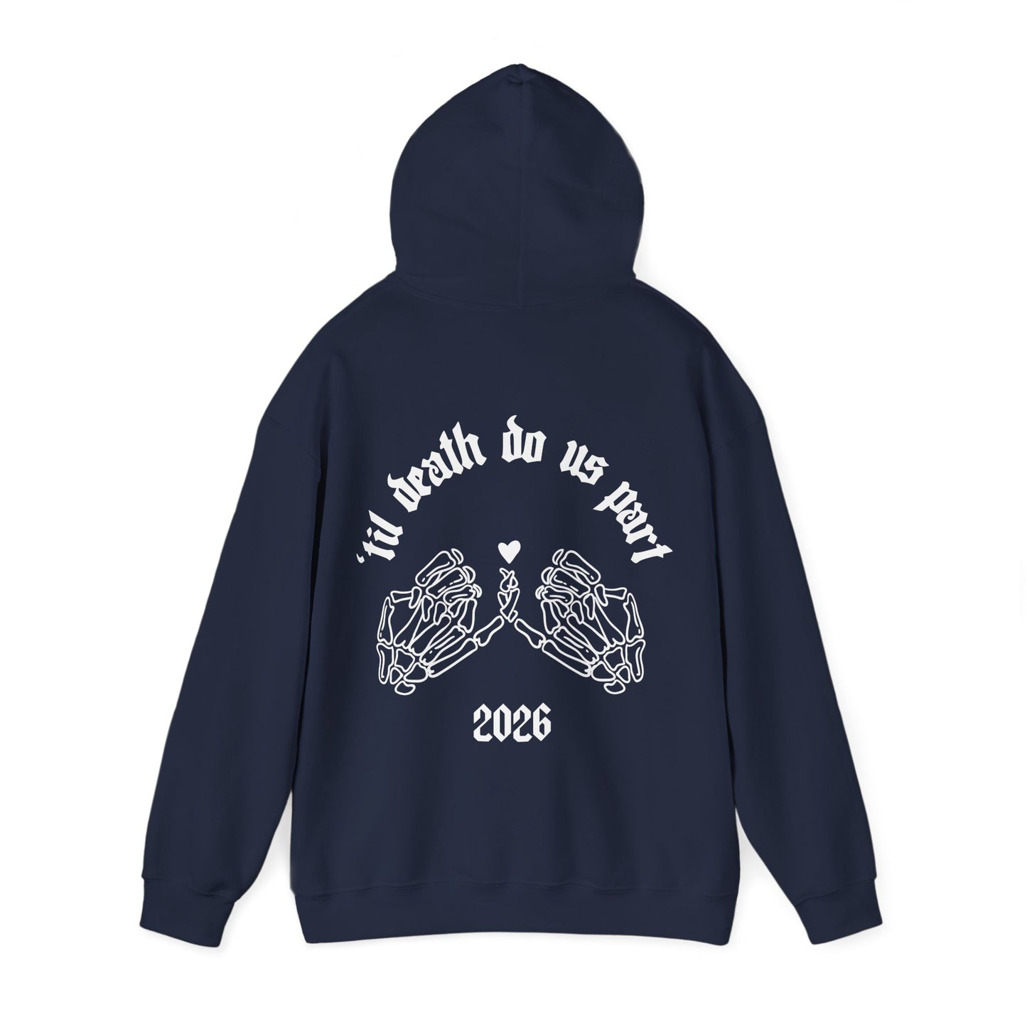 Black Wedding Skeleton Hands Hoodie - "’til death do us part" 2026 Pullover