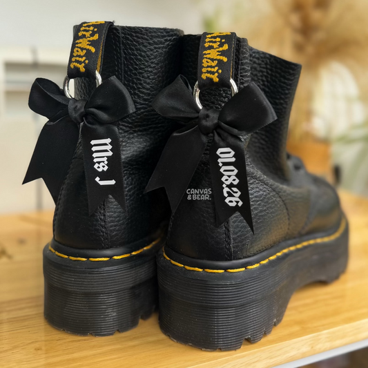 Personalised Wedding Boot Charms for Doc Martens | Handmade Bridal Bow Charms