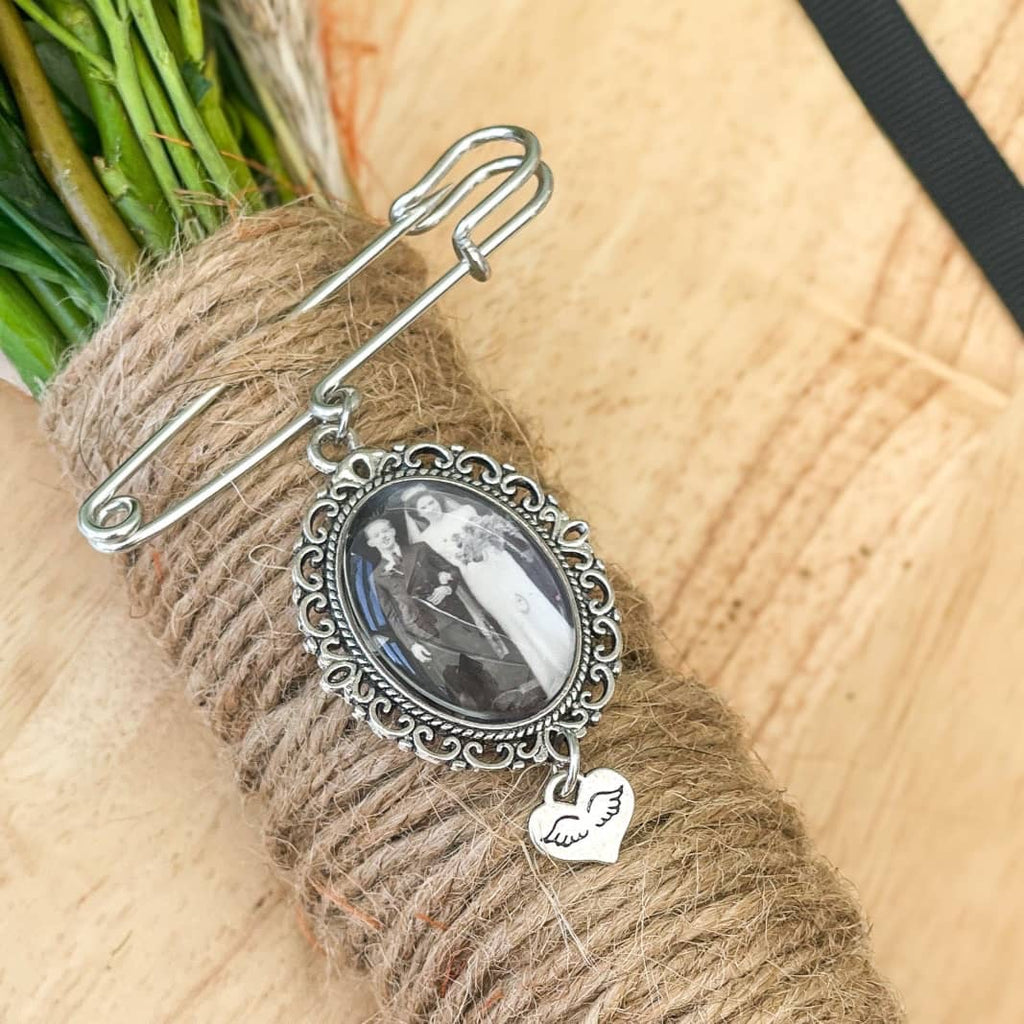 personalised wedding bouquet photo charm with memorial picture