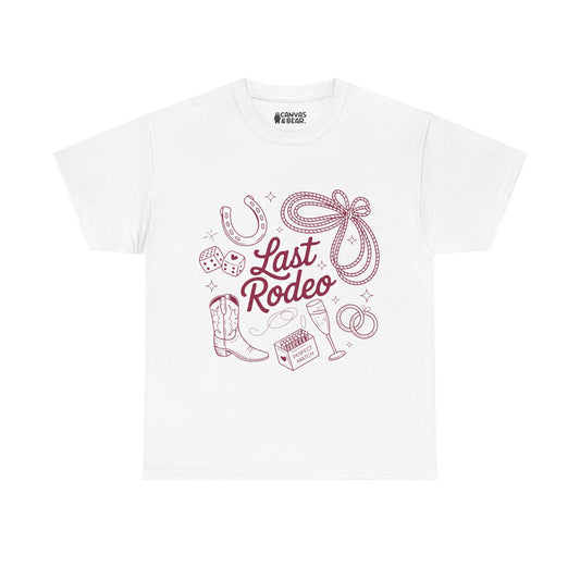 Last Rodeo T-Shirt — Cowboy Hen Do Tee with Cowboy Boots, Rope & Horseshoe Design