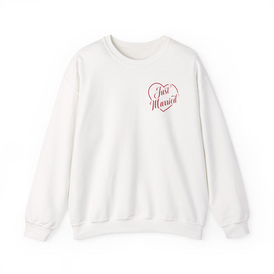 Just Married Heart Crewneck Sweatshirt