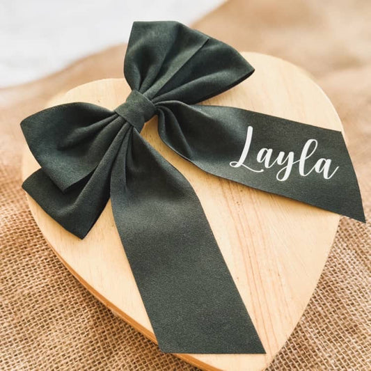 Personalised Green Hair Bow