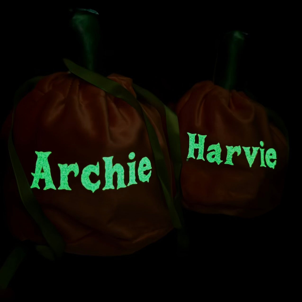 Glow in the Dark Personalised Velvet Pumpkin Treat Bags