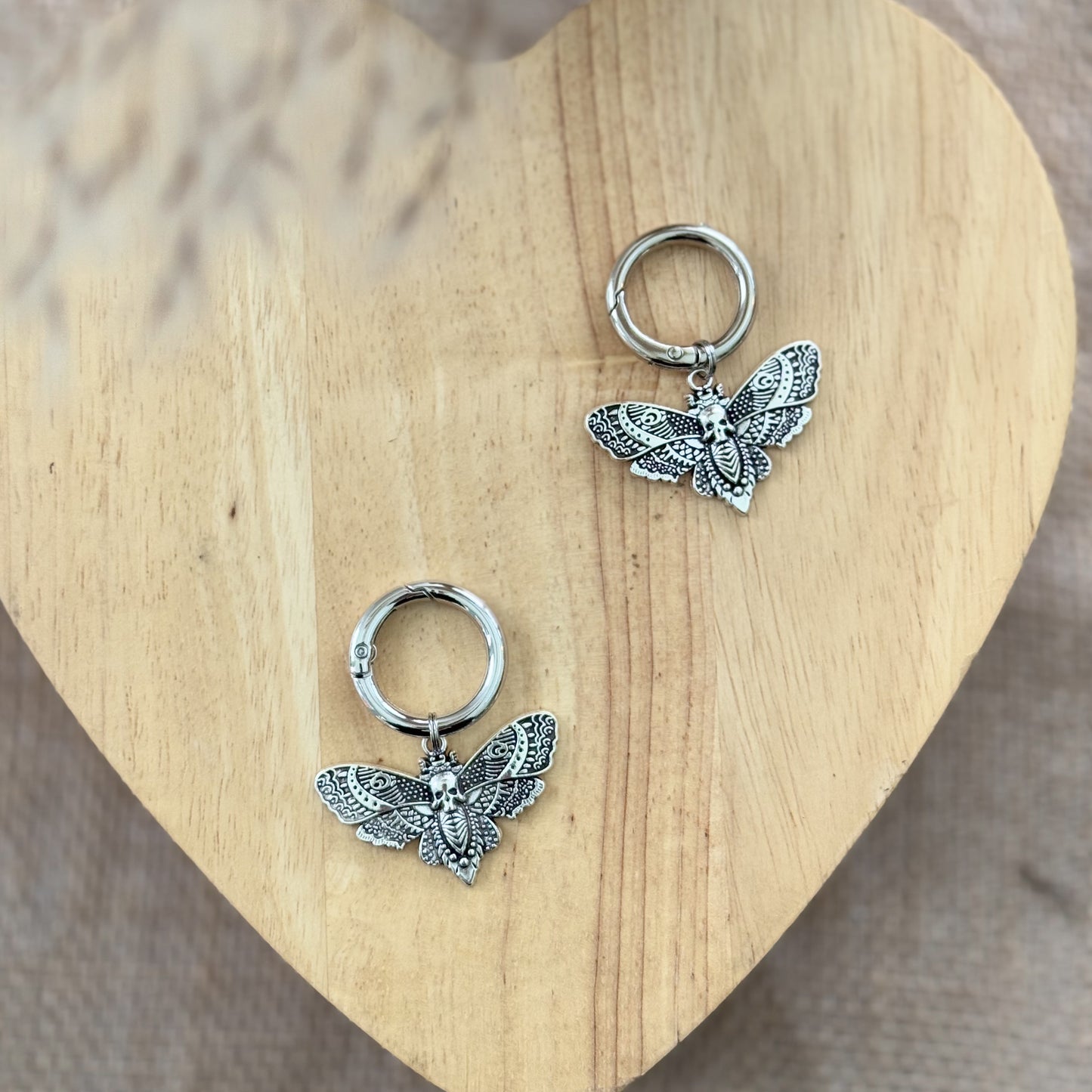 Silver Moth Boot Charms