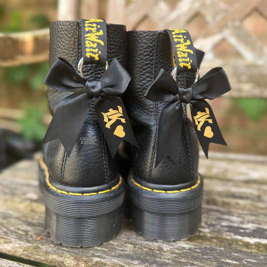 Initial Black Bow Doc Marten Boot Charms