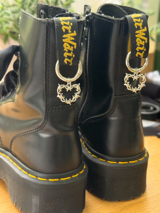 Barbed Wire Heart Boot Charms