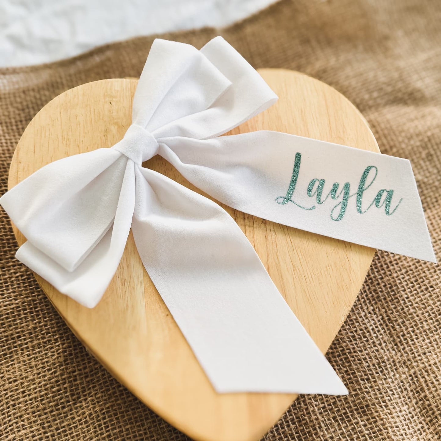 Personalised White Hair Bow