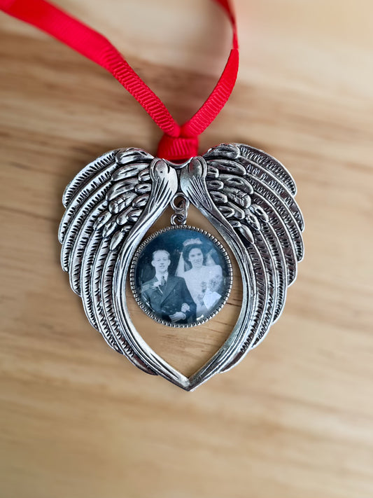 Angel Wings Memorial Photo Ornament – Custom Christmas Keepsake