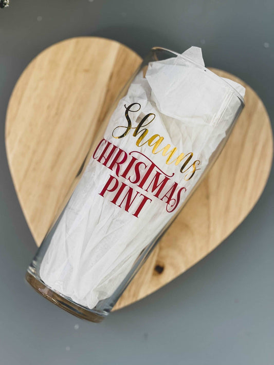 Personalised Christmas Pint Glass