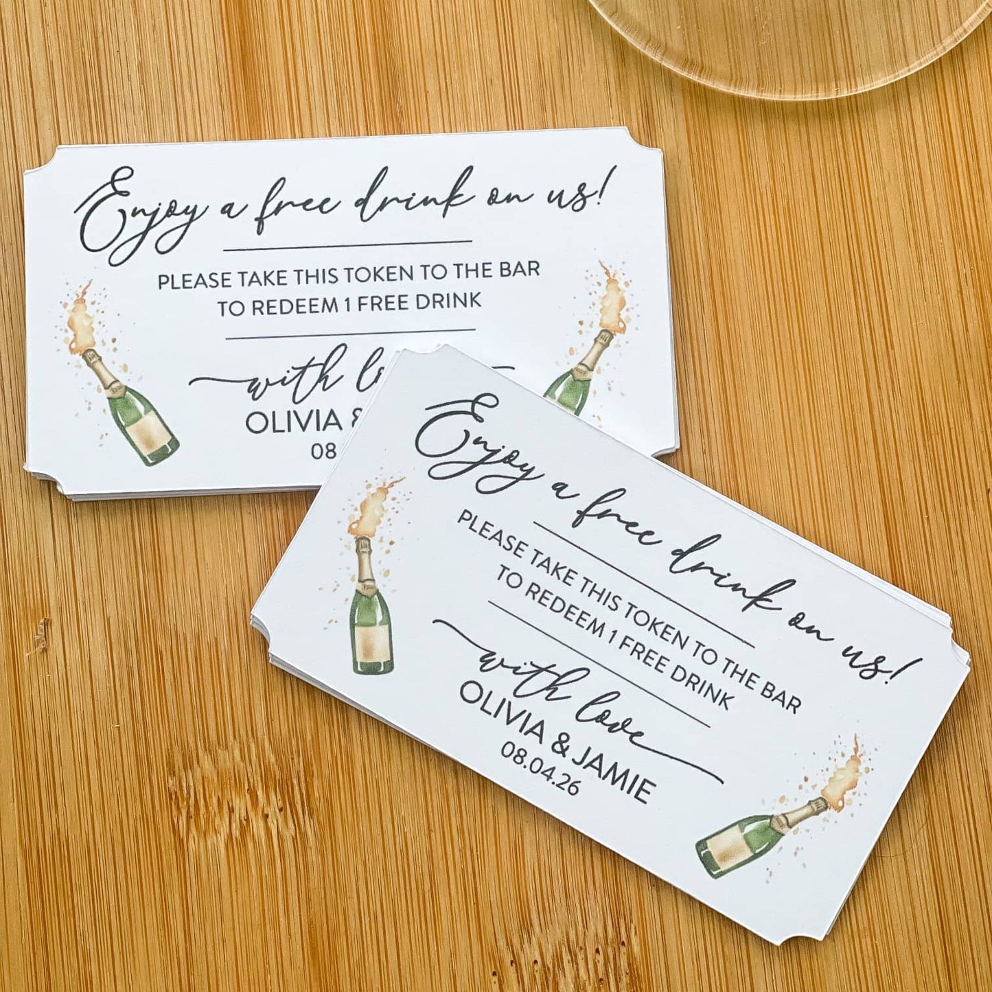 Personalised Wedding Drink Tokens