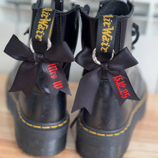 Personalised Black & Red Wedding Bow Doc Marten Boot Charms