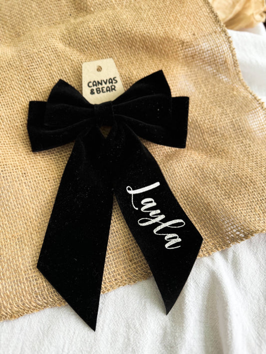 Personalised Black Hair Bow