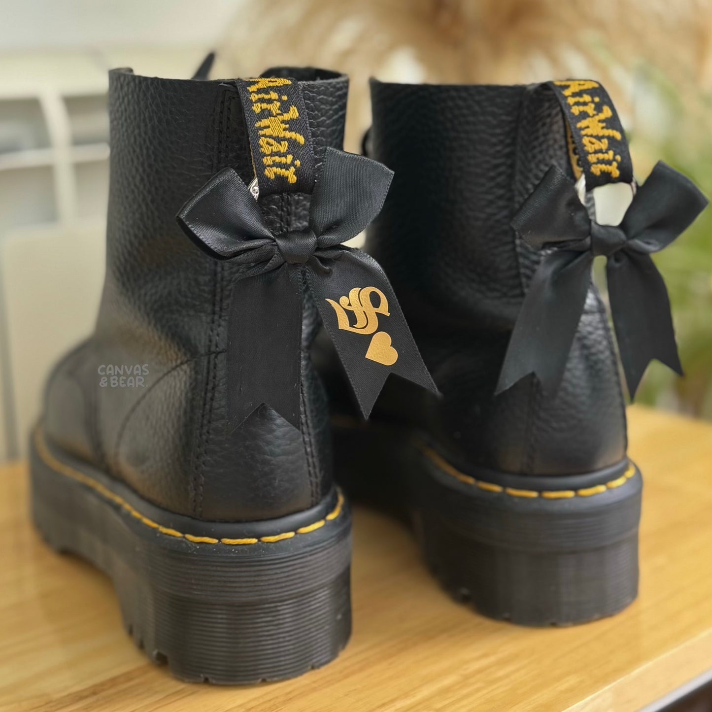 Initial Black Bow Doc Marten Boot Charms
