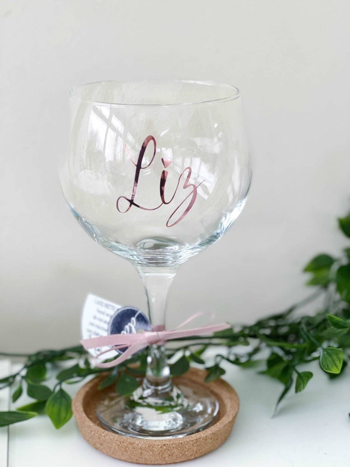 Personalised Gin Glass in Rose Gold or Silver