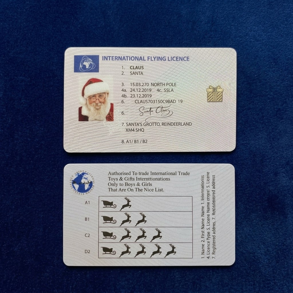 Sleigh Driving Licence | Personalised Christmas Eve Flying Permit