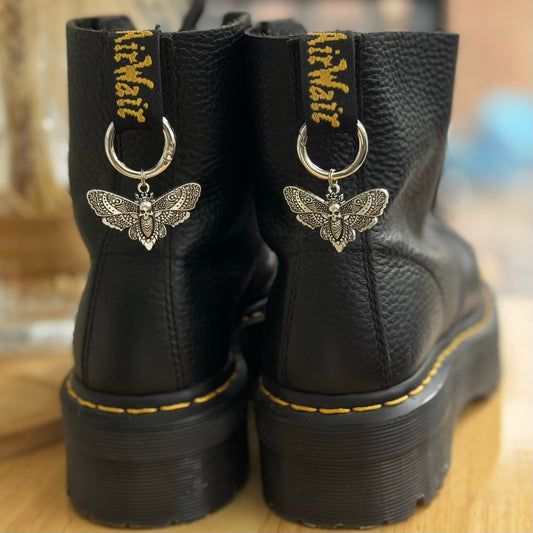 Silver Moth Boot Charms