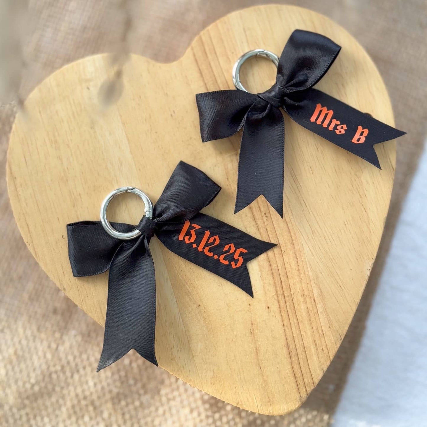 Personalised Black & Orange Wedding Bow Doc Marten Boot Charms