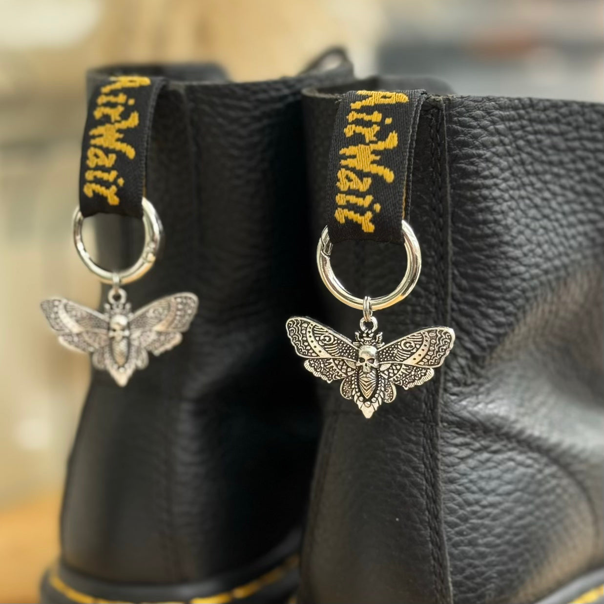 Silver Moth Boot Charms