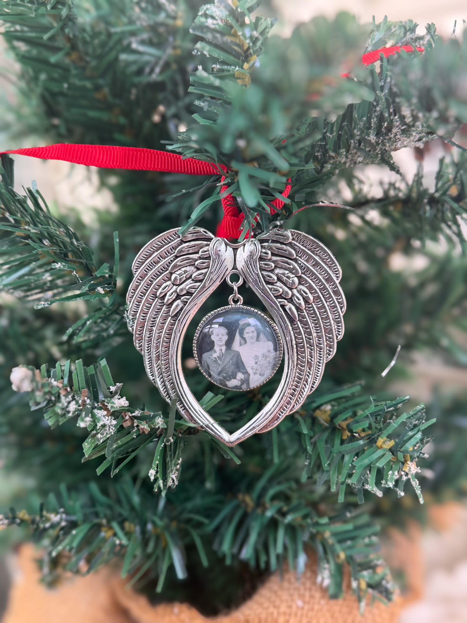 Angel Wings Memorial Photo Ornament – Custom Christmas Keepsake