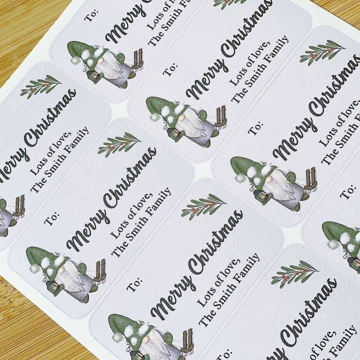 Grey Gnome Gift Label Sticker