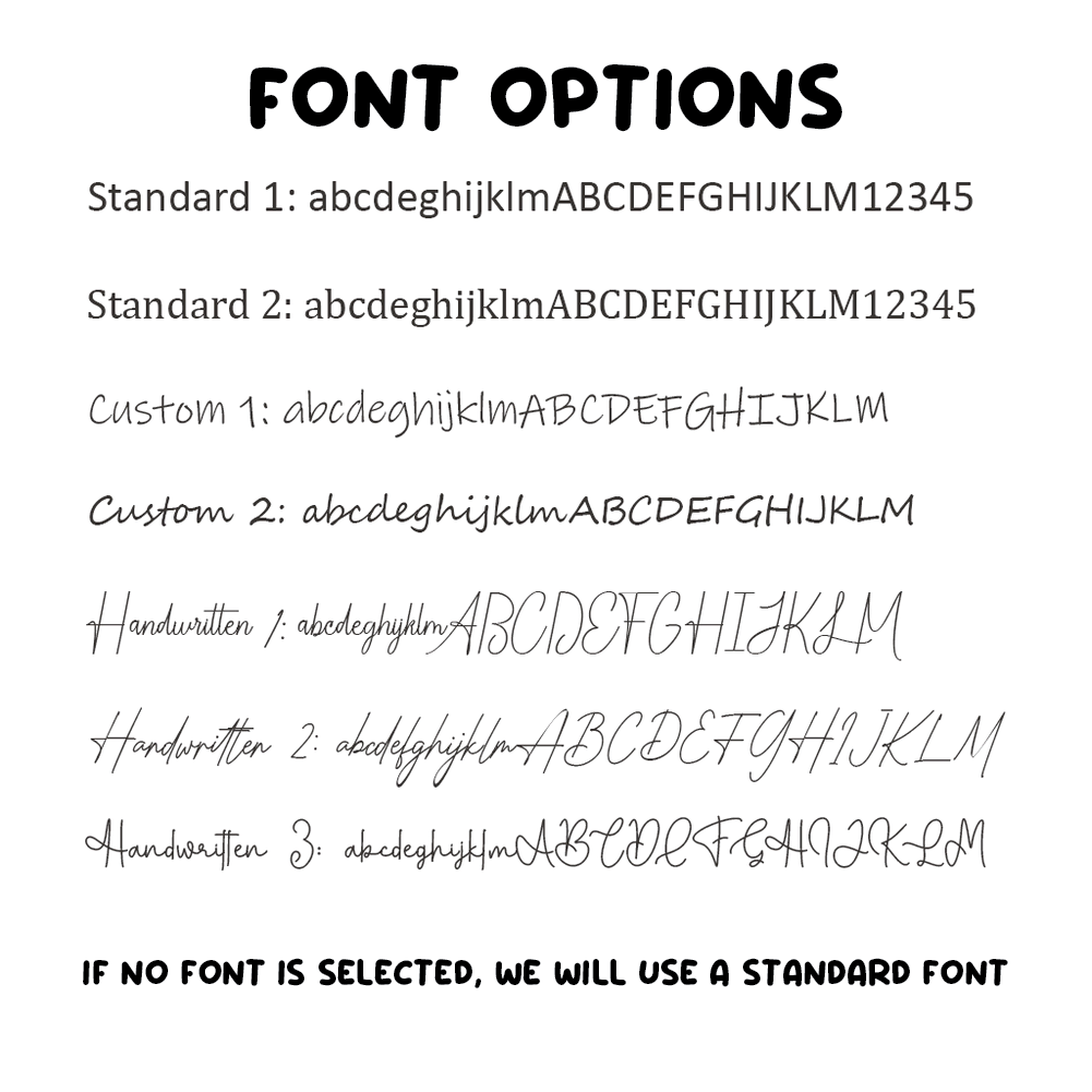 7 Font options available. 