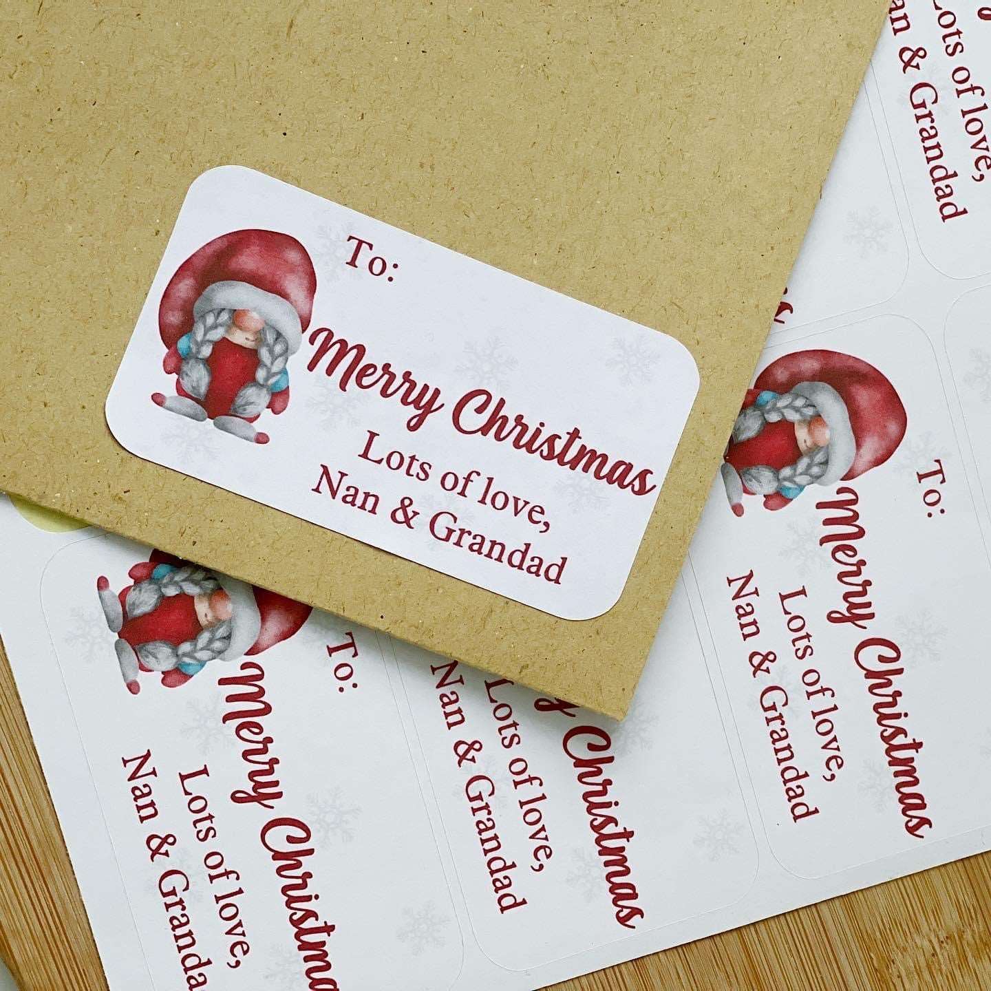 Mrs Claus, Christmas Gnome Gift label stickers Christmas Gift Wrap