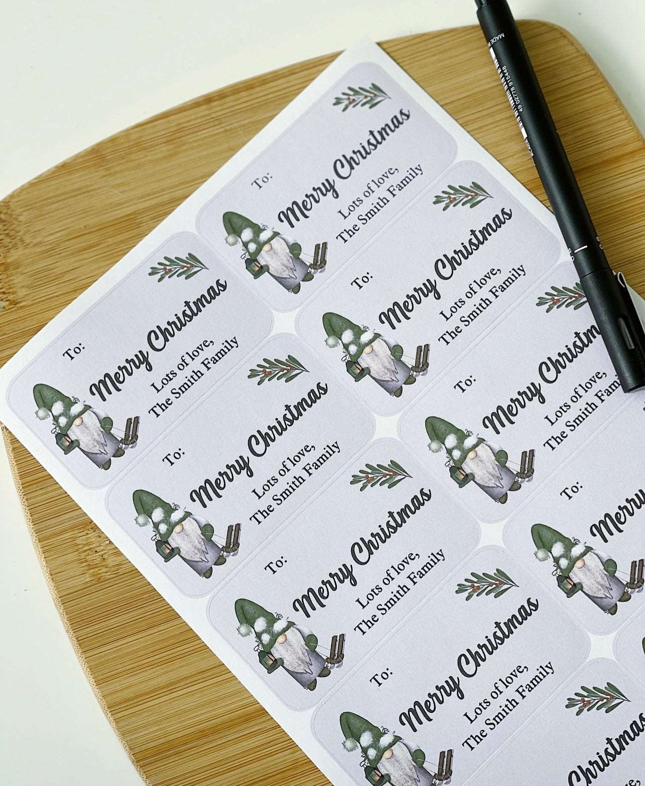 Grey and Green Gnome Gift Label Stickers