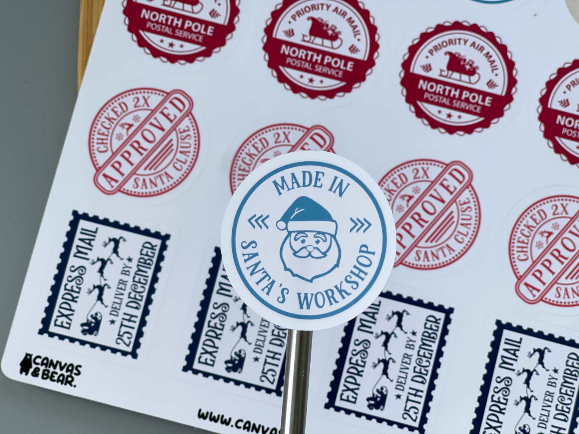Christmas Sticker Stamps Sheet