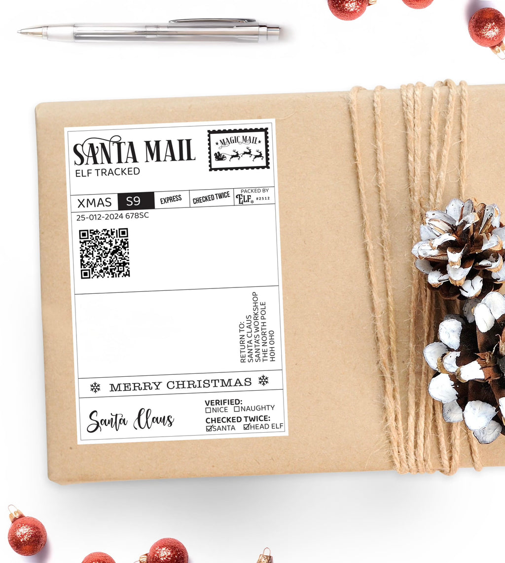 Blank North Pole Santa Post Labels – Pack of 5 (Official Santa Mail Express Stickers)