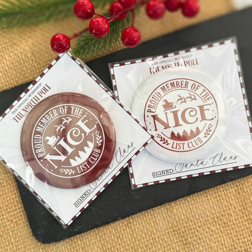 (perfectly Imperfect) Nice List Club Button Badge - 75mm