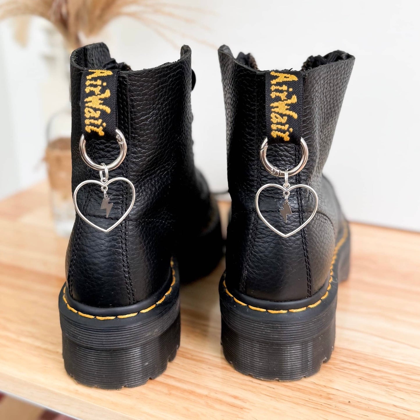 Lightening Bolt Heart-Shaped Boot Charms