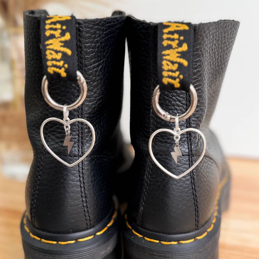 Lightening Bolt Heart-Shaped Boot Charms